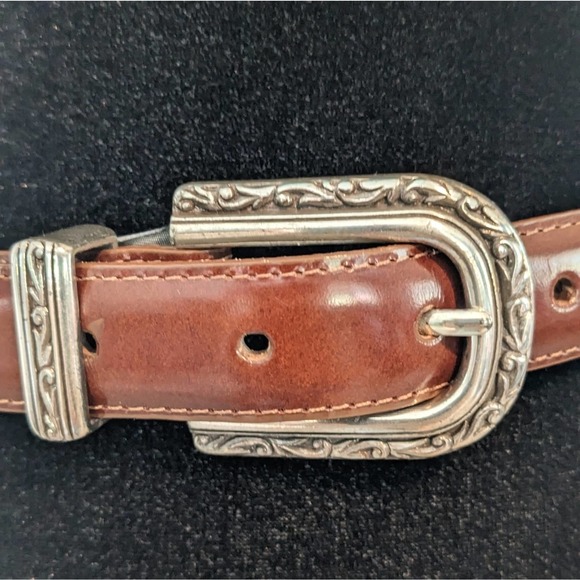Brighton Vintage Brown Leather and Tortoise Shell Belt S - Picture 1 of 9